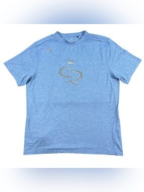 Greyson Golf Performance T Shirt Mens Large Brrr Tech 4 Way Stretch Baby Blue